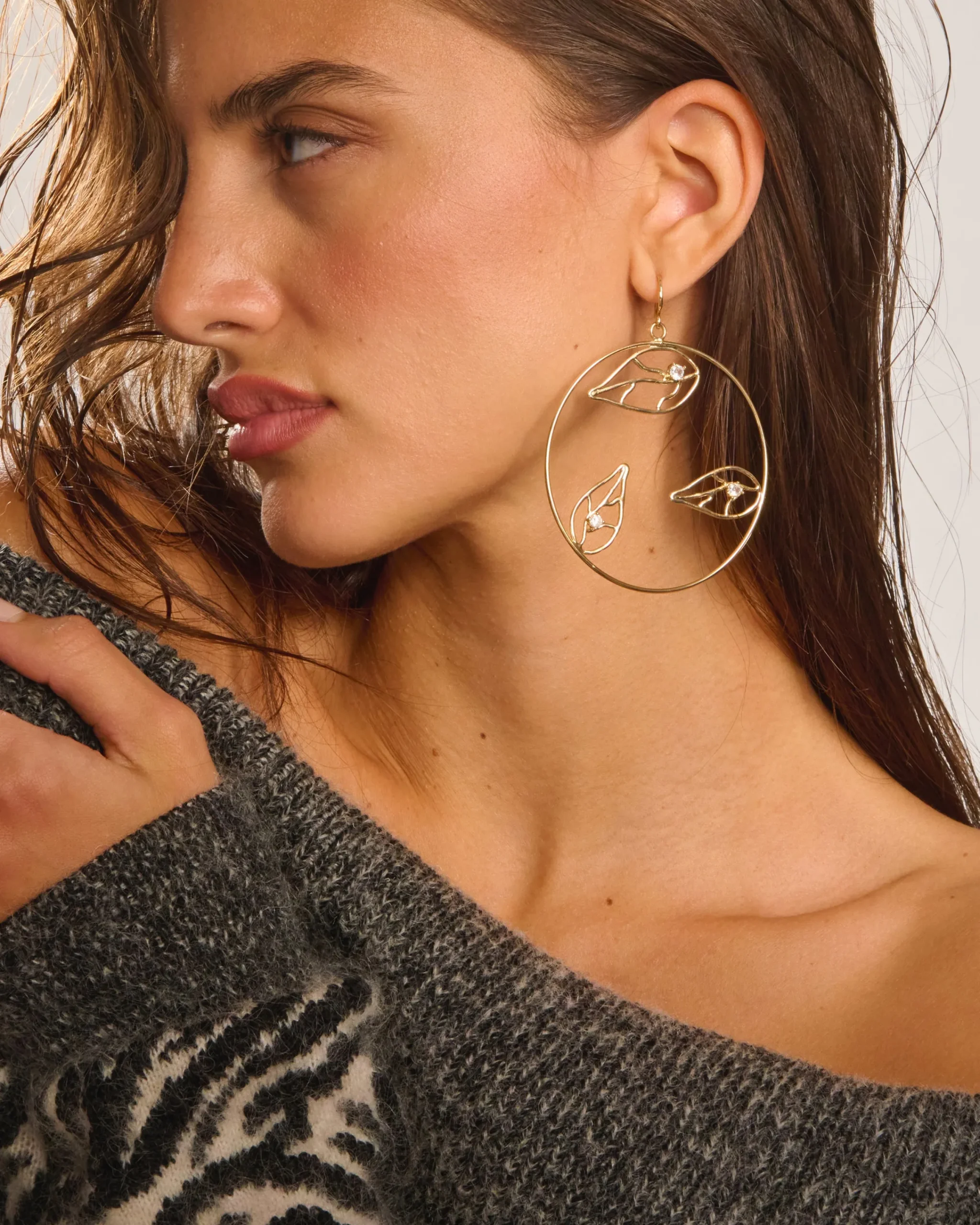 Best Abrie Leaf Hoop Earrings Jewelry