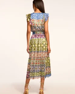 Outlet Angelika Silk Flutter Sleeve Midi Dress Dresses