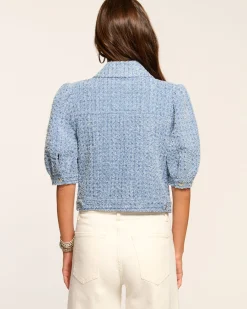 Hot Ardith Textured Denim Short Sleeve Jacket Denim | Jackets