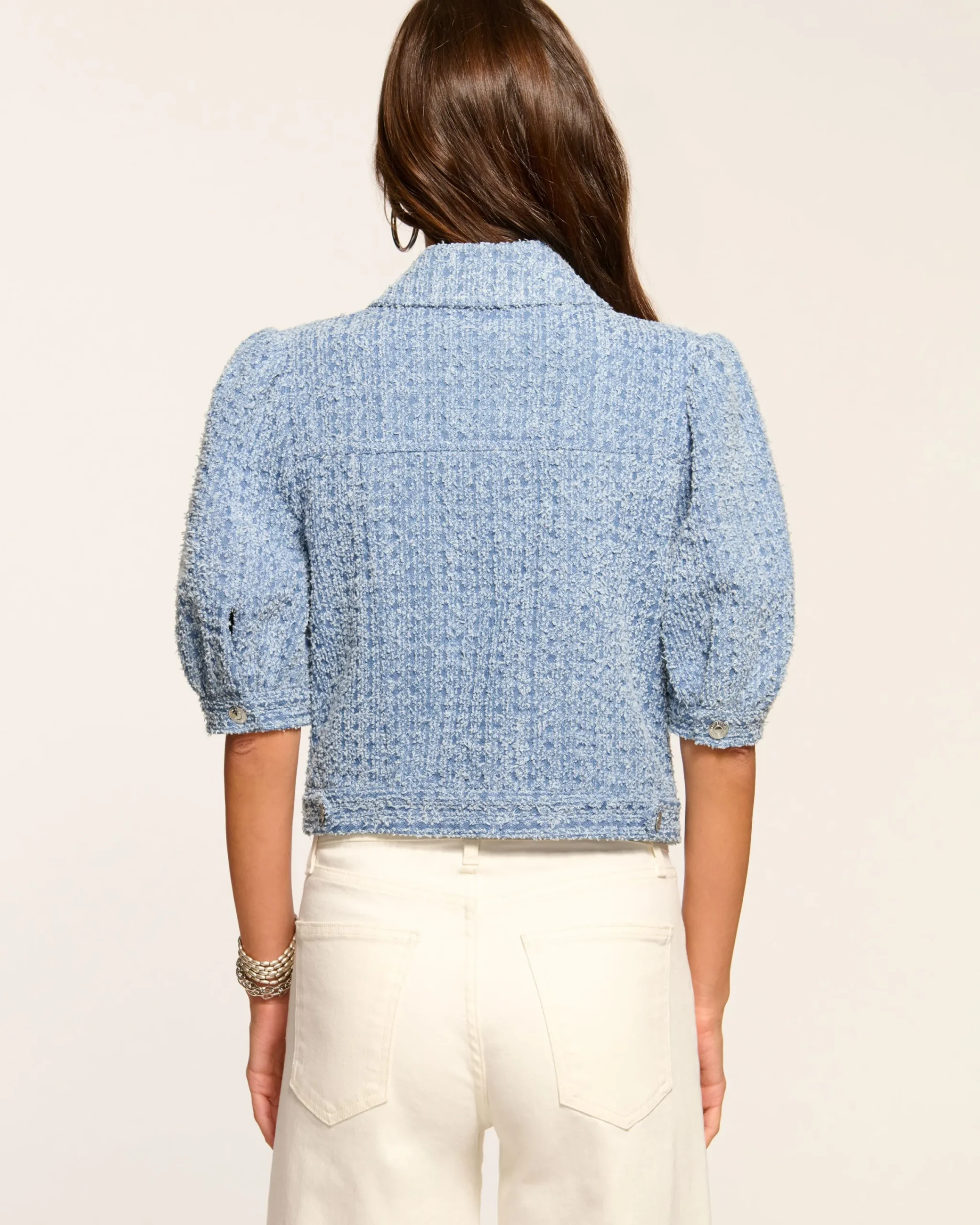 Hot Ardith Textured Denim Short Sleeve Jacket Denim | Jackets