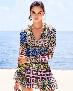 Fashion Ashalina Silk Long Sleeve Mini Dress Dresses