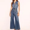 Fashion Bell Cropped Denim Jumpsuit Dresses | Denim