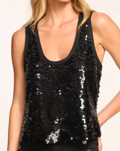 Fashion Chelsey Sequin Scoop Neck Tank Top Tops
