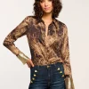 Hot Chrystal Embellished Button Down Top Tops