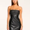 Sale Clementine Embellished Faux Leather Mini Dress Dresses