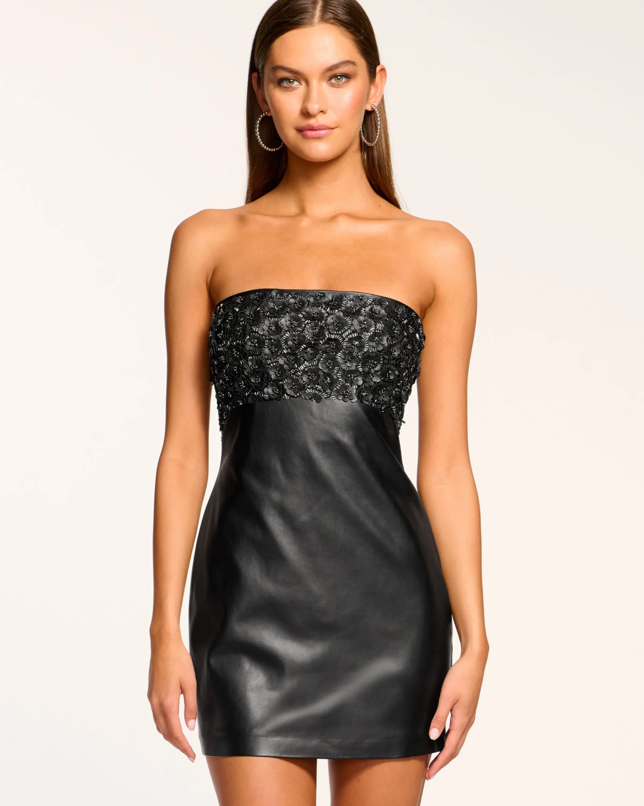 Sale Clementine Embellished Faux Leather Mini Dress Dresses