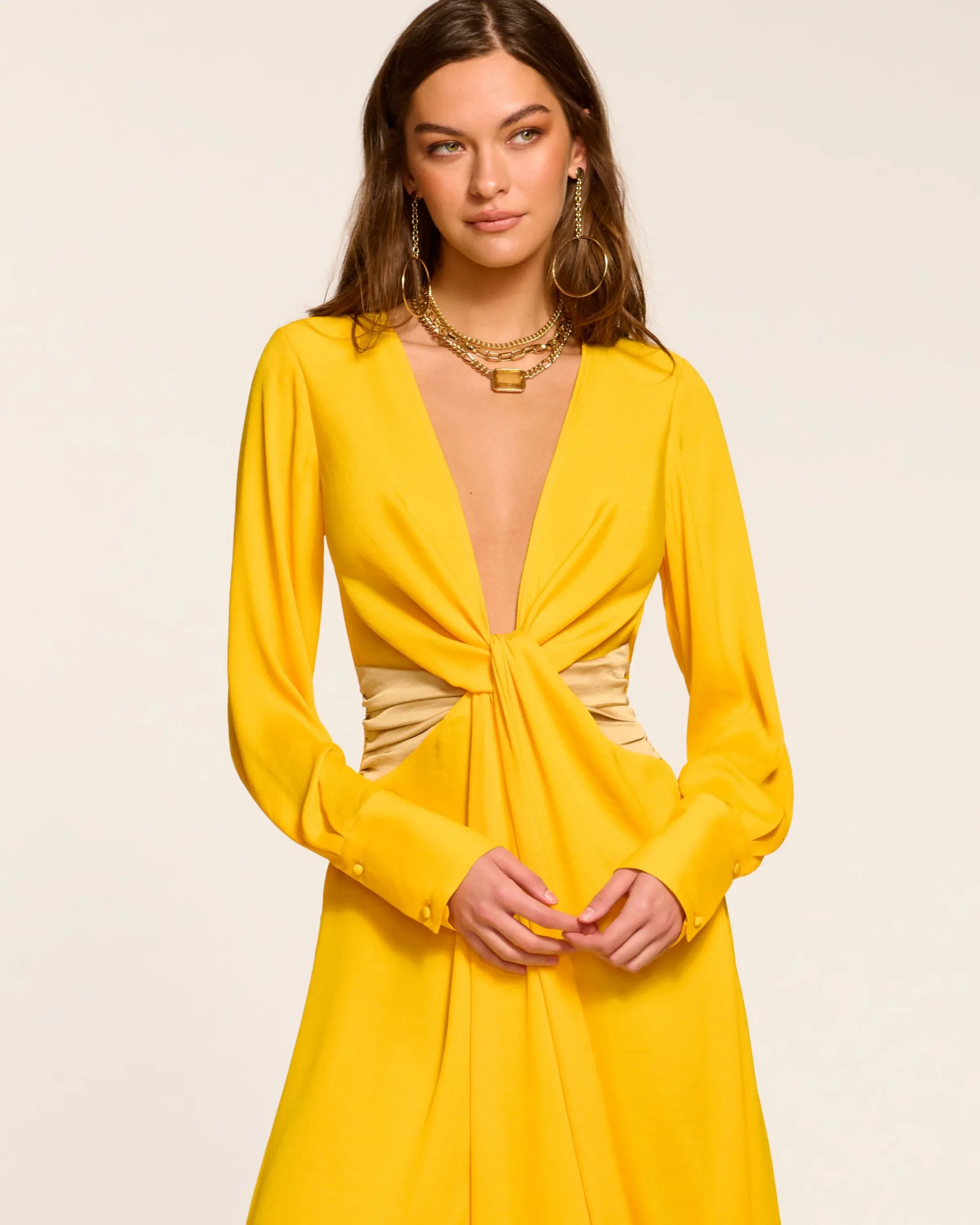Outlet Colorblock Tatia Long Sleeve Midi Dress Dresses