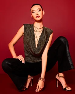 Online Consuela Sparkle Cowl Neck Top Tops