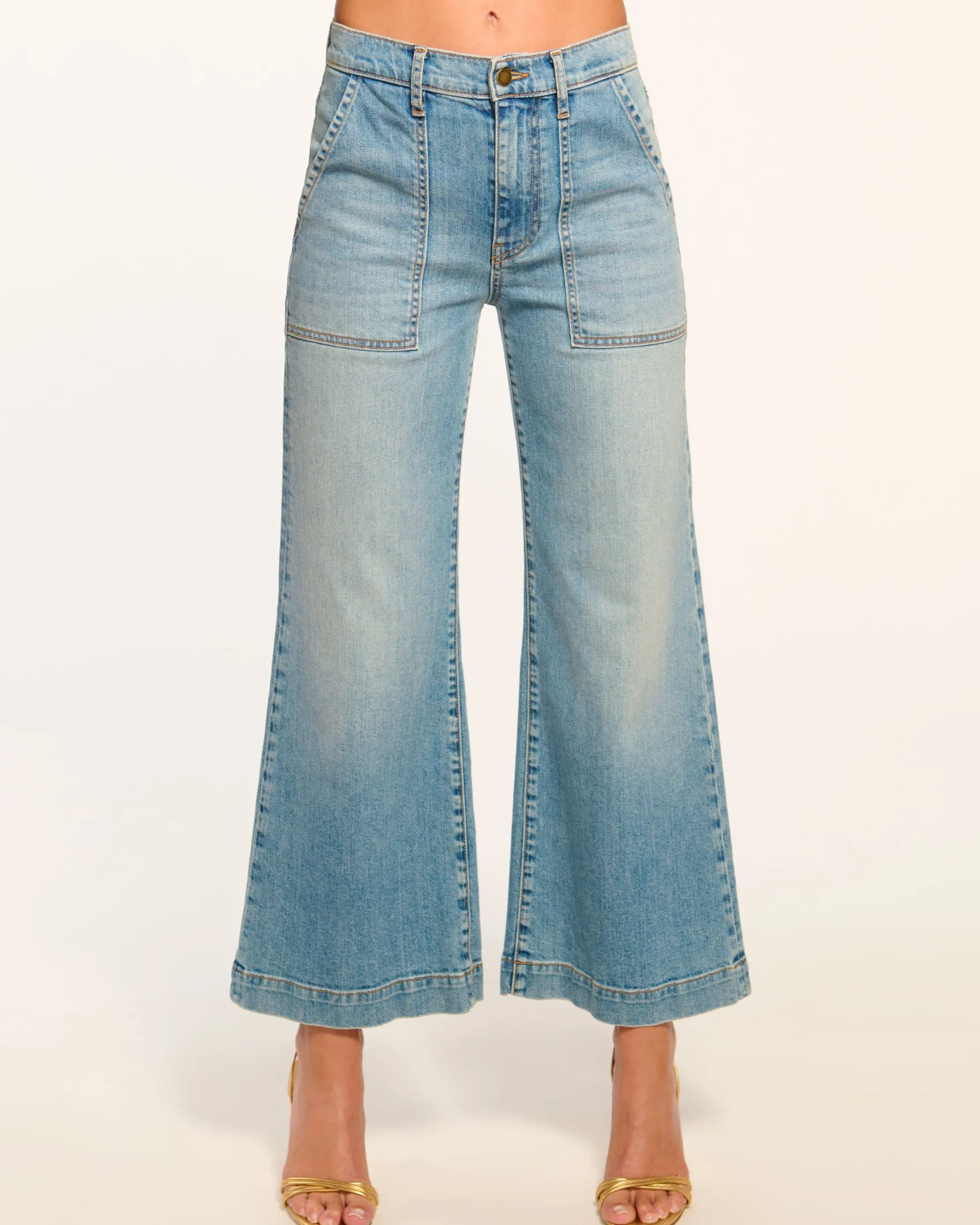 Clearance Cropped Clifford Wide Leg Jean Denim | Bottoms