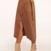 Online Delphia Faux Suede Midi Skirt Bottoms