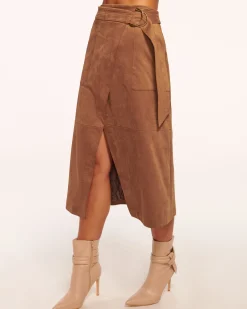 Online Delphia Faux Suede Midi Skirt Bottoms