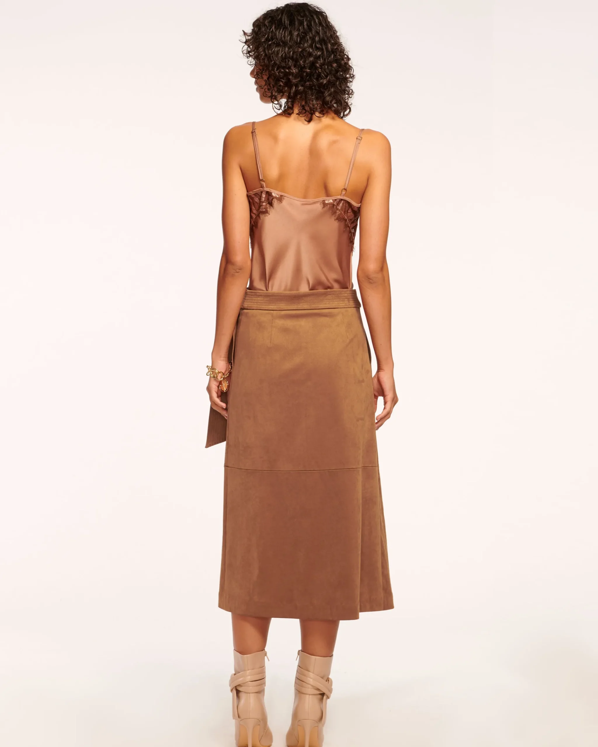 Online Delphia Faux Suede Midi Skirt Bottoms