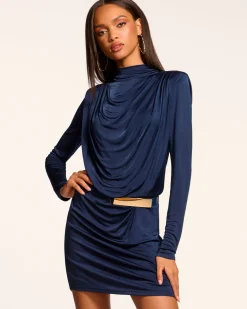 Outlet Dorina Draped Jersey Belted Dress Dresses