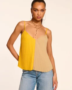 Hot Eda Colorblock Pleated Tank Top Tops