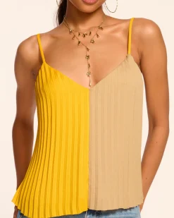 Hot Eda Colorblock Pleated Tank Top Tops