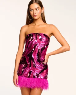 Fashion Elsie Sequin Feather Mini Dress Dresses