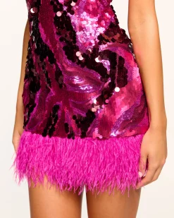 Fashion Elsie Sequin Feather Mini Dress Dresses