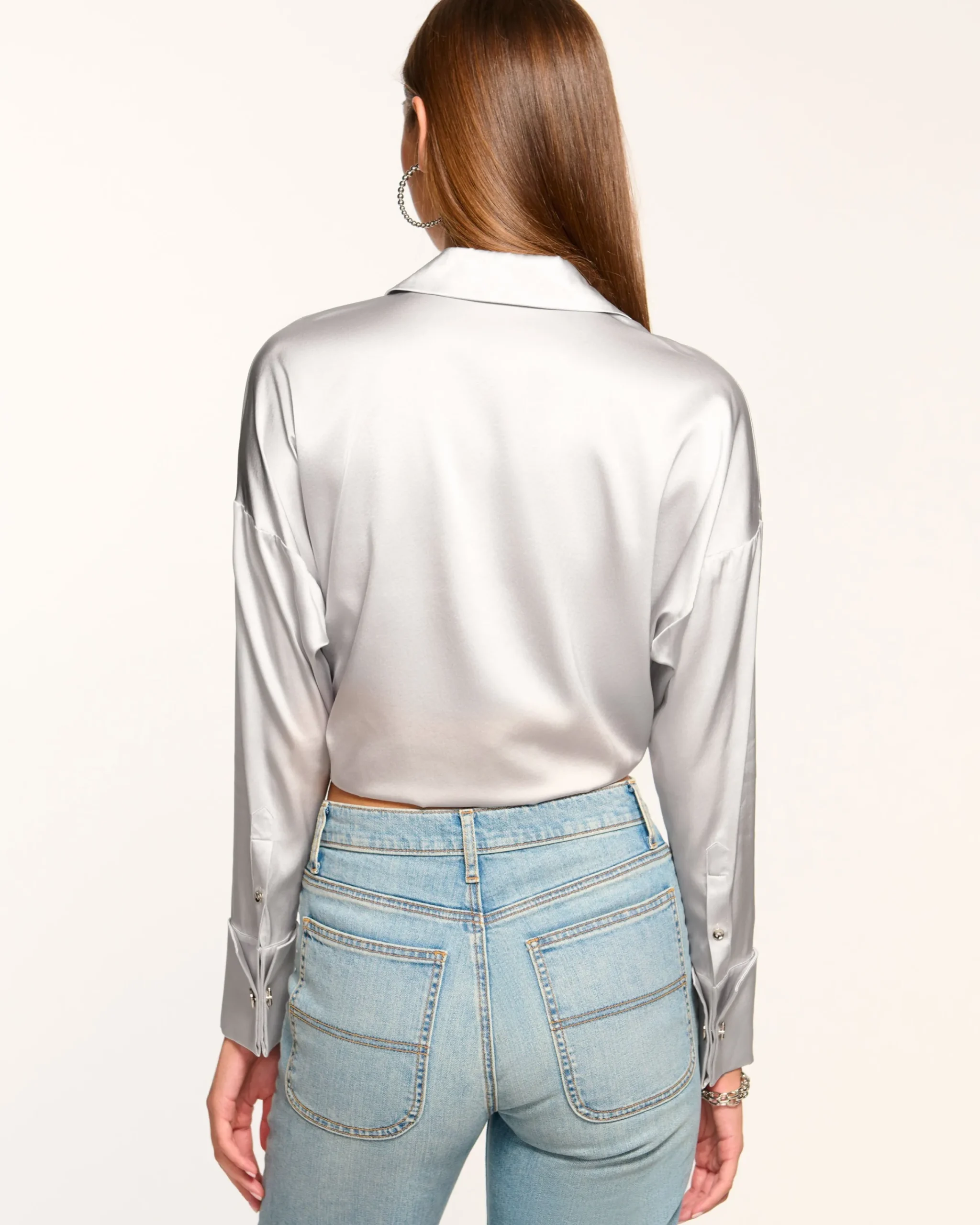 Outlet Farrah Silk Tie-Front Blouse Tops