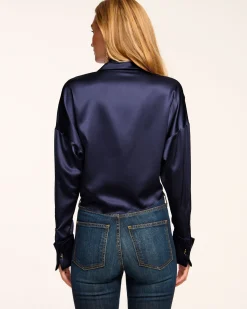 Outlet Farrah Silk Tie-Front Blouse Tops