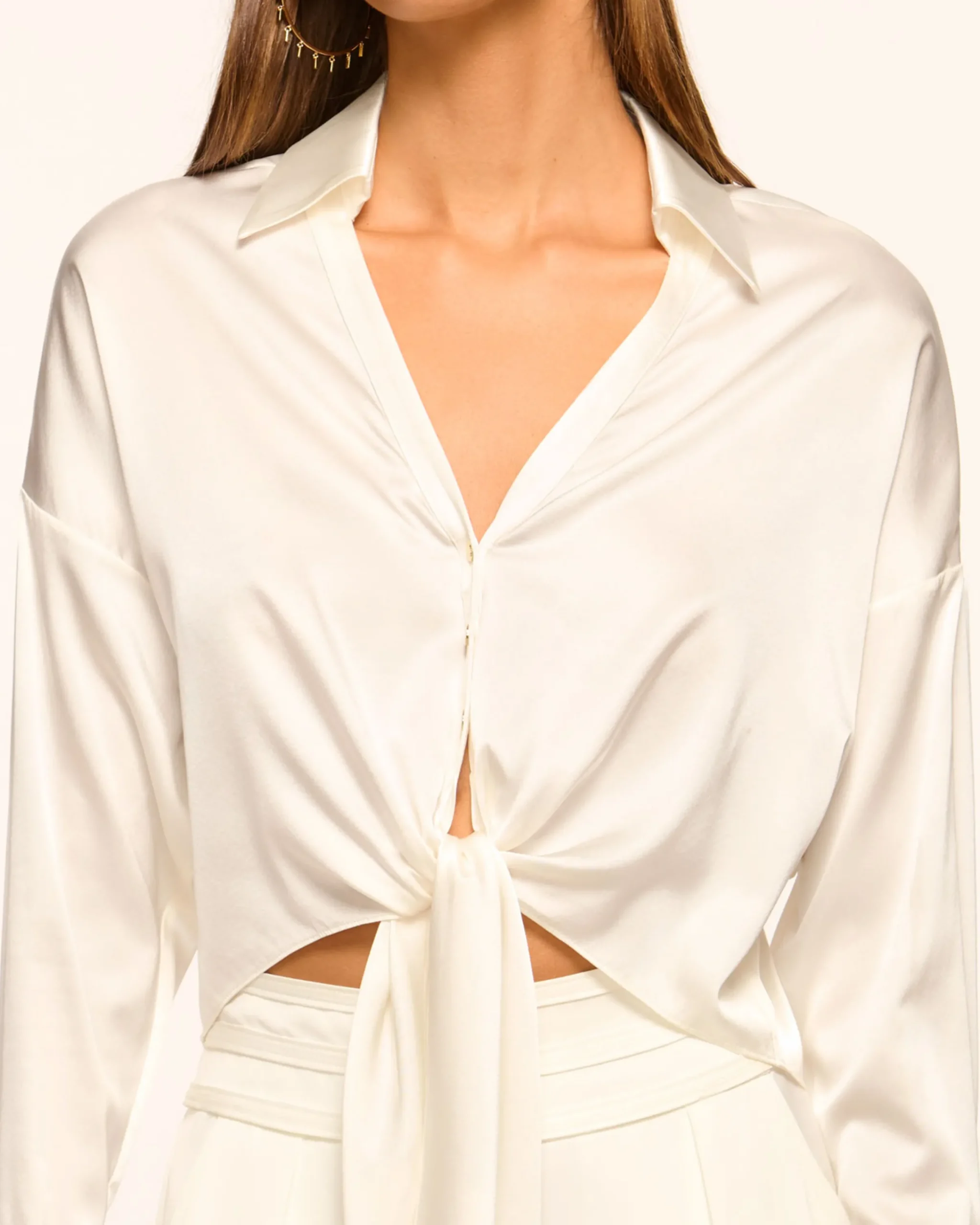Outlet Farrah Silk Tie-Front Blouse Tops