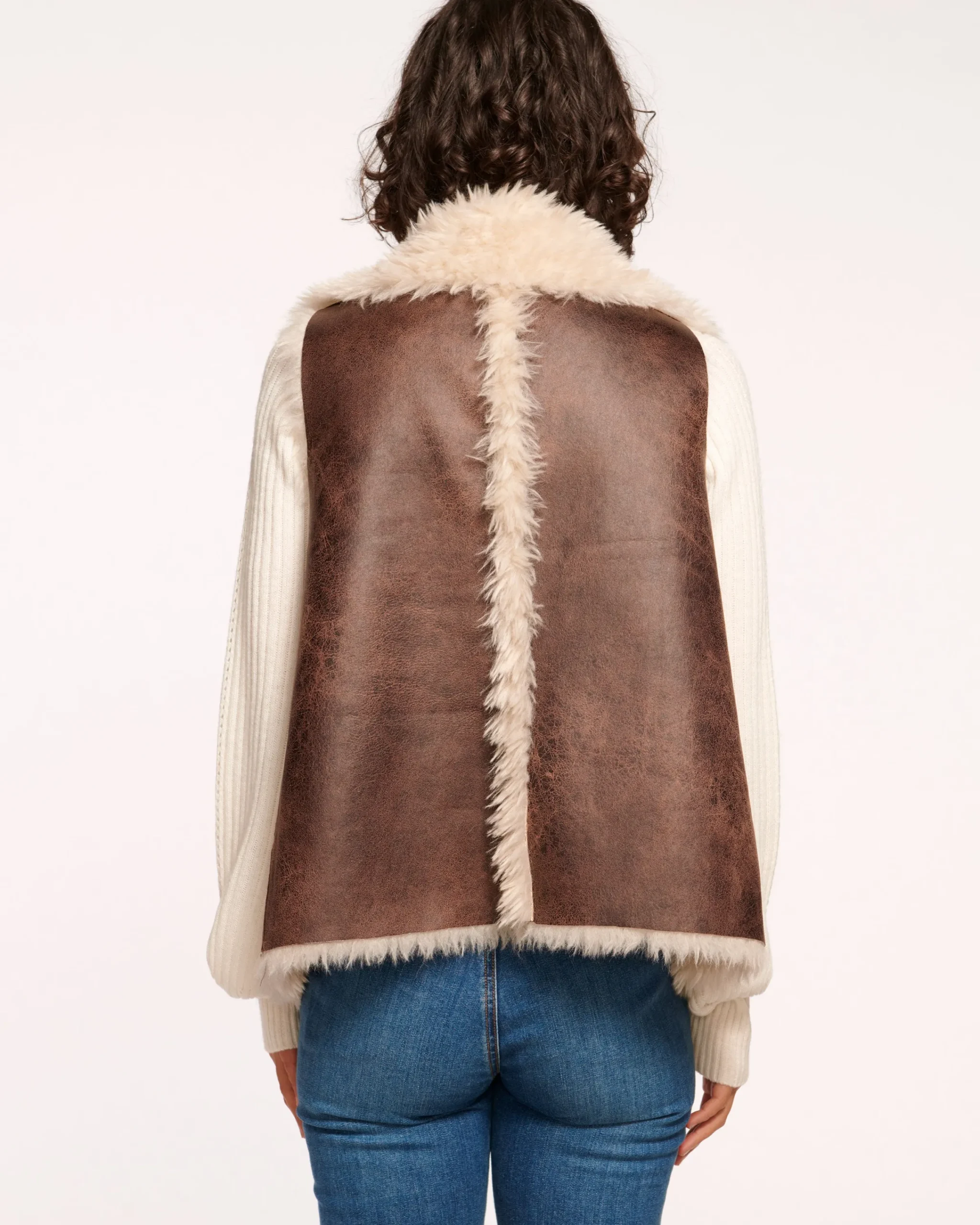 Hot Finney Reversible Faux Shearling Vest Jackets