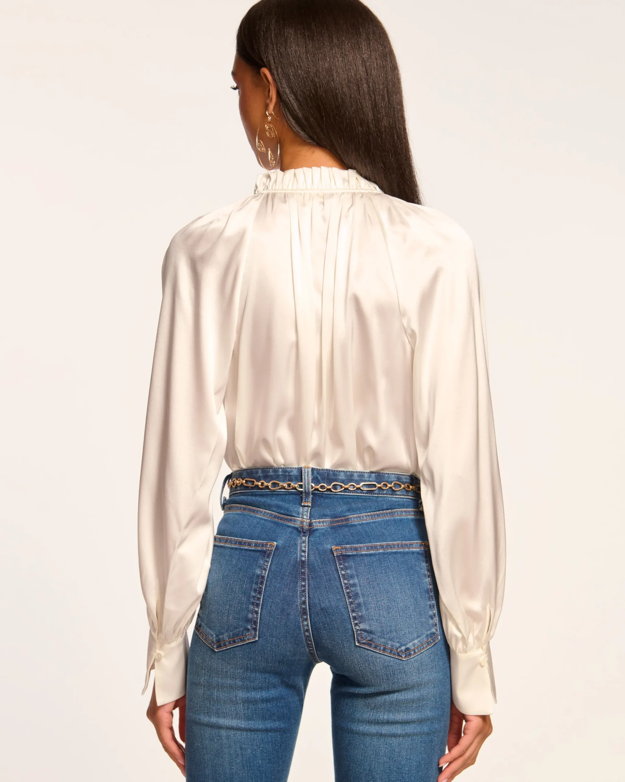 Clearance Gayle Silk Long Sleeve Blouse Tops
