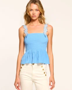 Discount Giulia Smocked Embellished Tank Top Tops