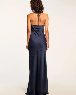 Online Haleigh Cowl Neck Halter Gown Dresses