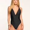 New Haley Ruched Plunging One Piece Swimsuit Swim & Coverups