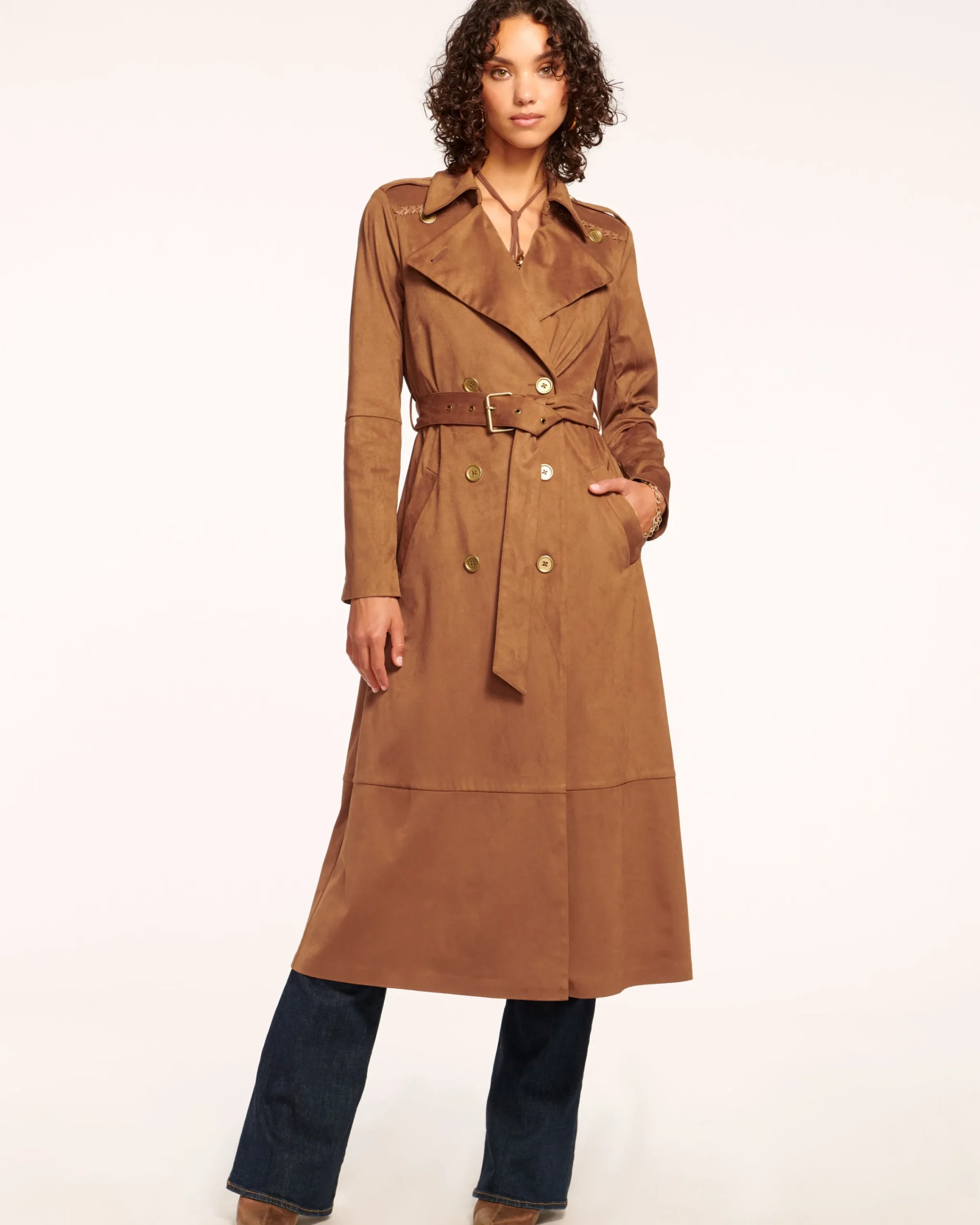 Clearance Hermione Faux Suede Trench Coat Jackets