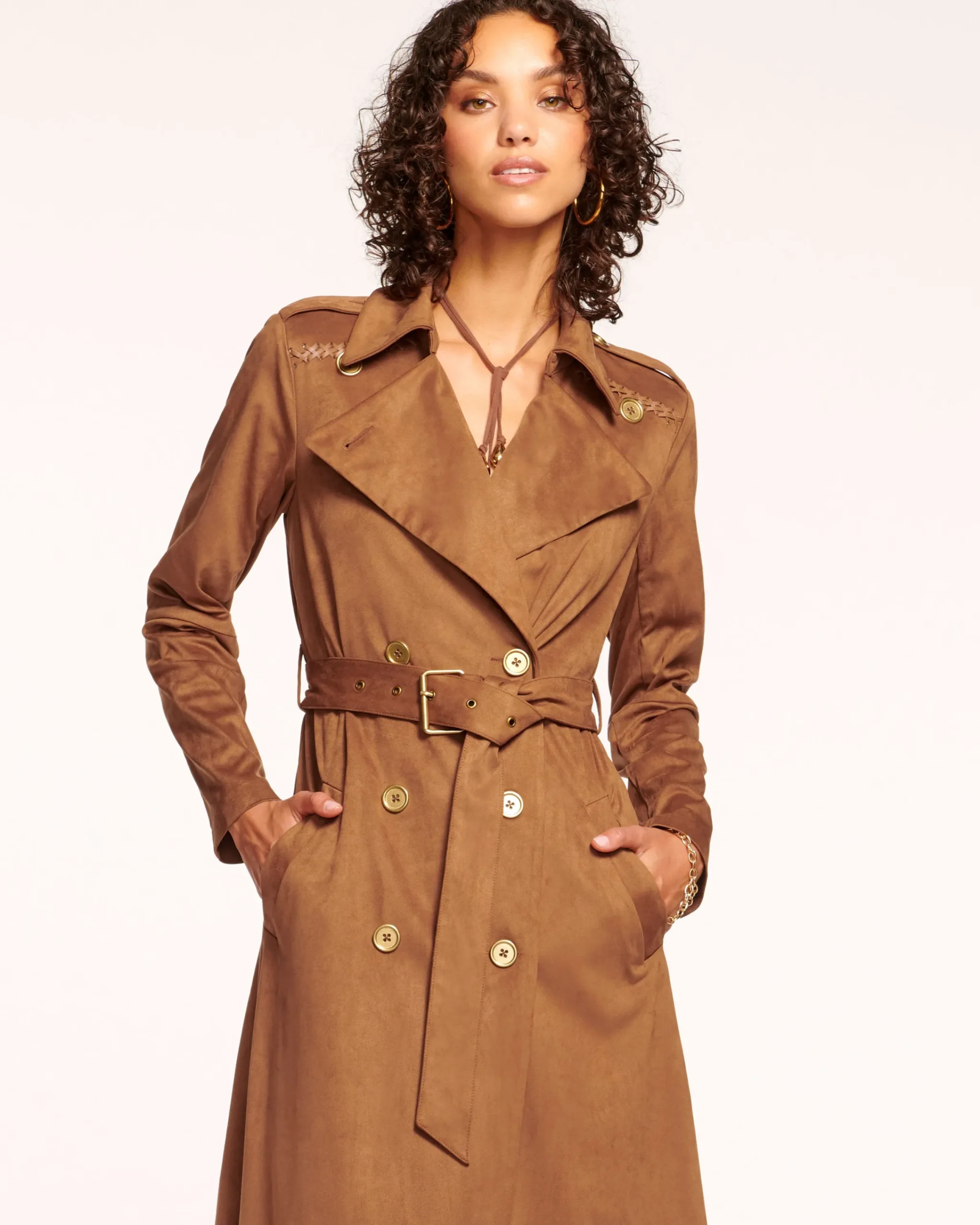 Clearance Hermione Faux Suede Trench Coat Jackets