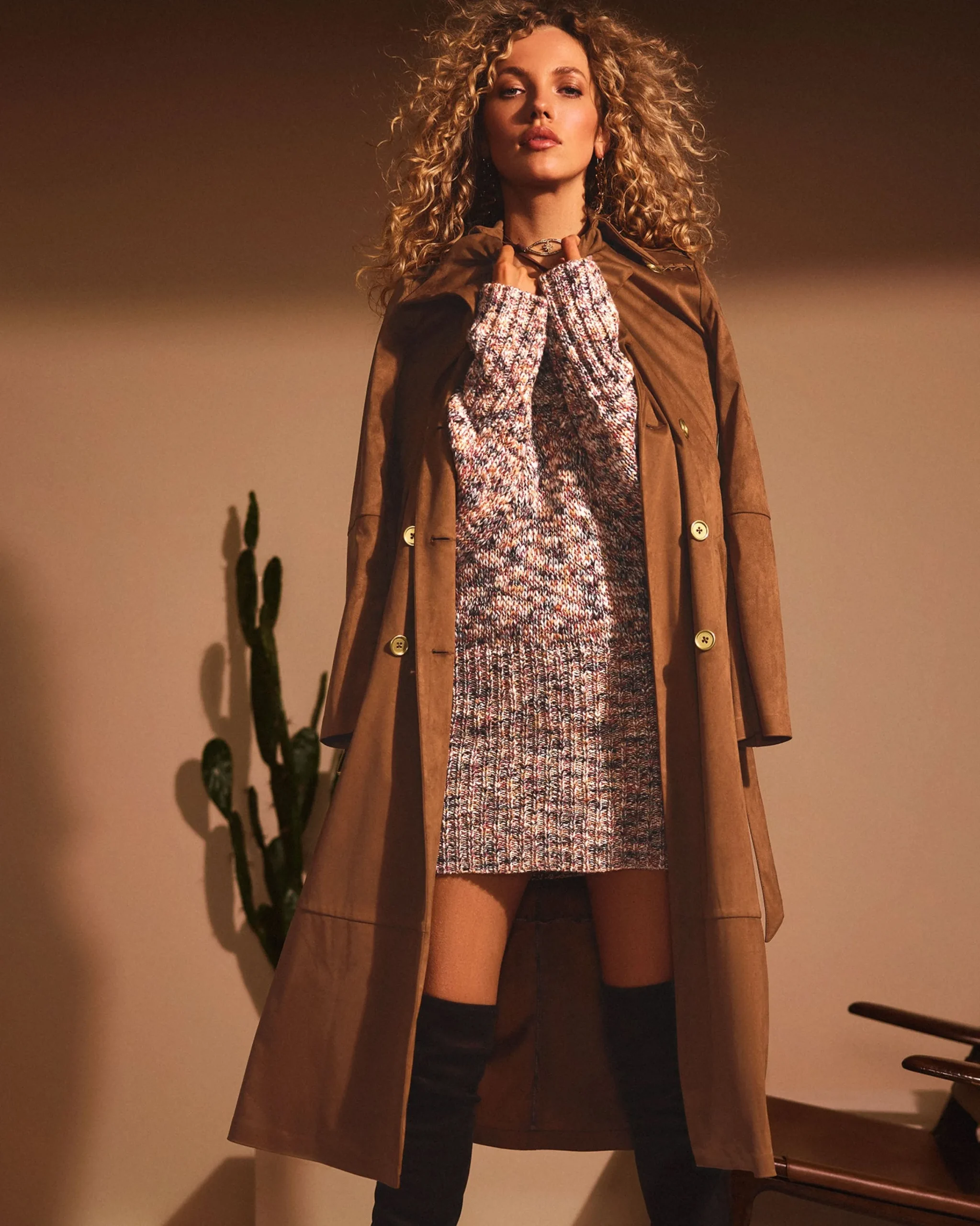 Clearance Hermione Faux Suede Trench Coat Jackets