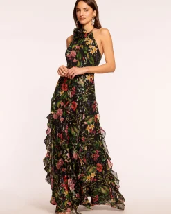 Discount Idella Ruffle Halter Gown Dresses