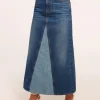 Hot Jannie Two-Tone Denim Maxi Skirt Denim | Bottoms