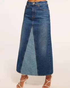 Hot Jannie Two-Tone Denim Maxi Skirt Denim | Bottoms