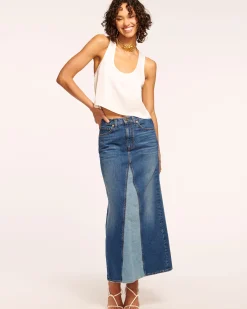 Hot Jannie Two-Tone Denim Maxi Skirt Denim | Bottoms