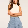 Outlet Jeanne Textured Denim Mini Skirt Denim