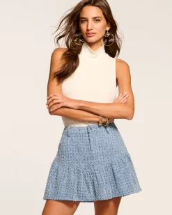 Outlet Jeanne Textured Denim Mini Skirt Denim