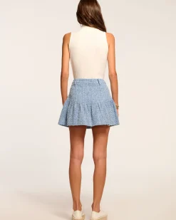 Outlet Jeanne Textured Denim Mini Skirt Denim