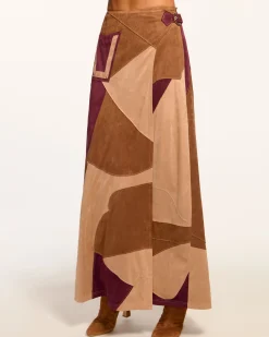 Online Jeannie Patchwork Faux Suede Skirt Bottoms