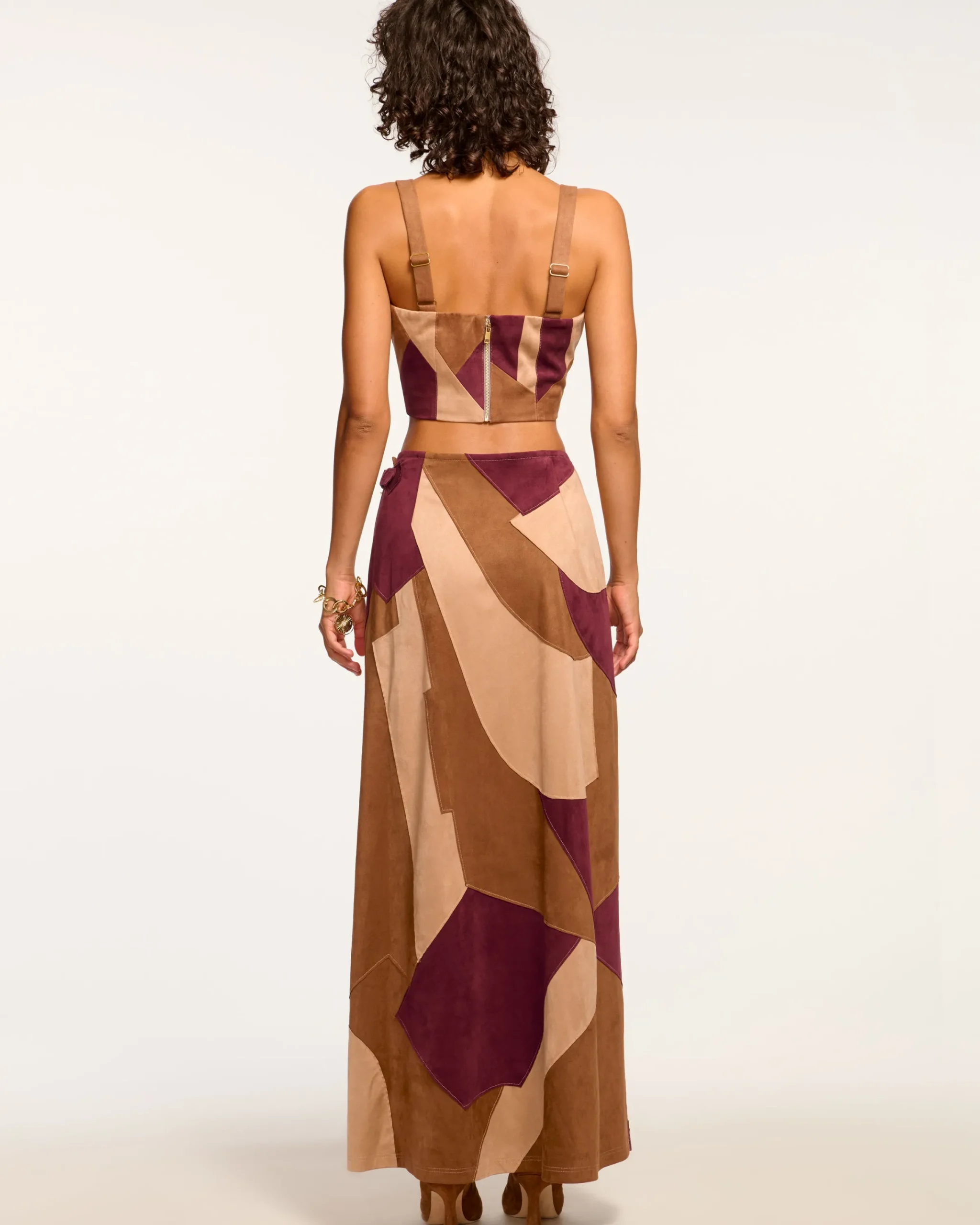 Online Jeannie Patchwork Faux Suede Skirt Bottoms
