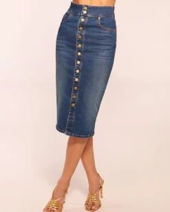 New Karter High Waisted Denim Skirt Denim | Bottoms
