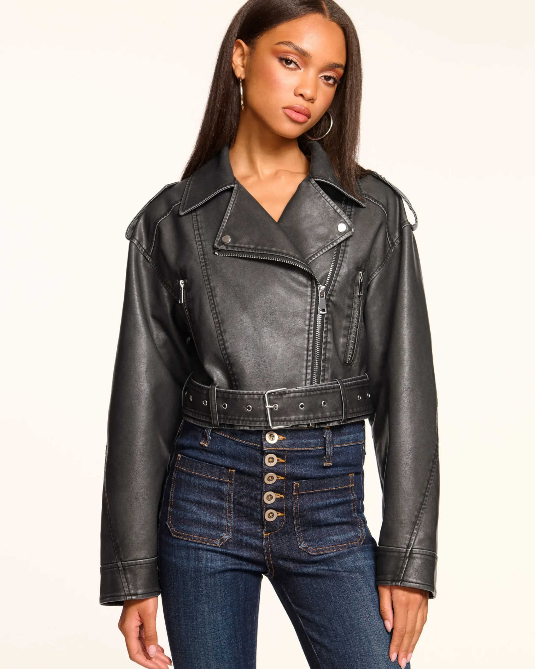 Sale Layana Faux Leather Motorcycle Jacket Jackets
