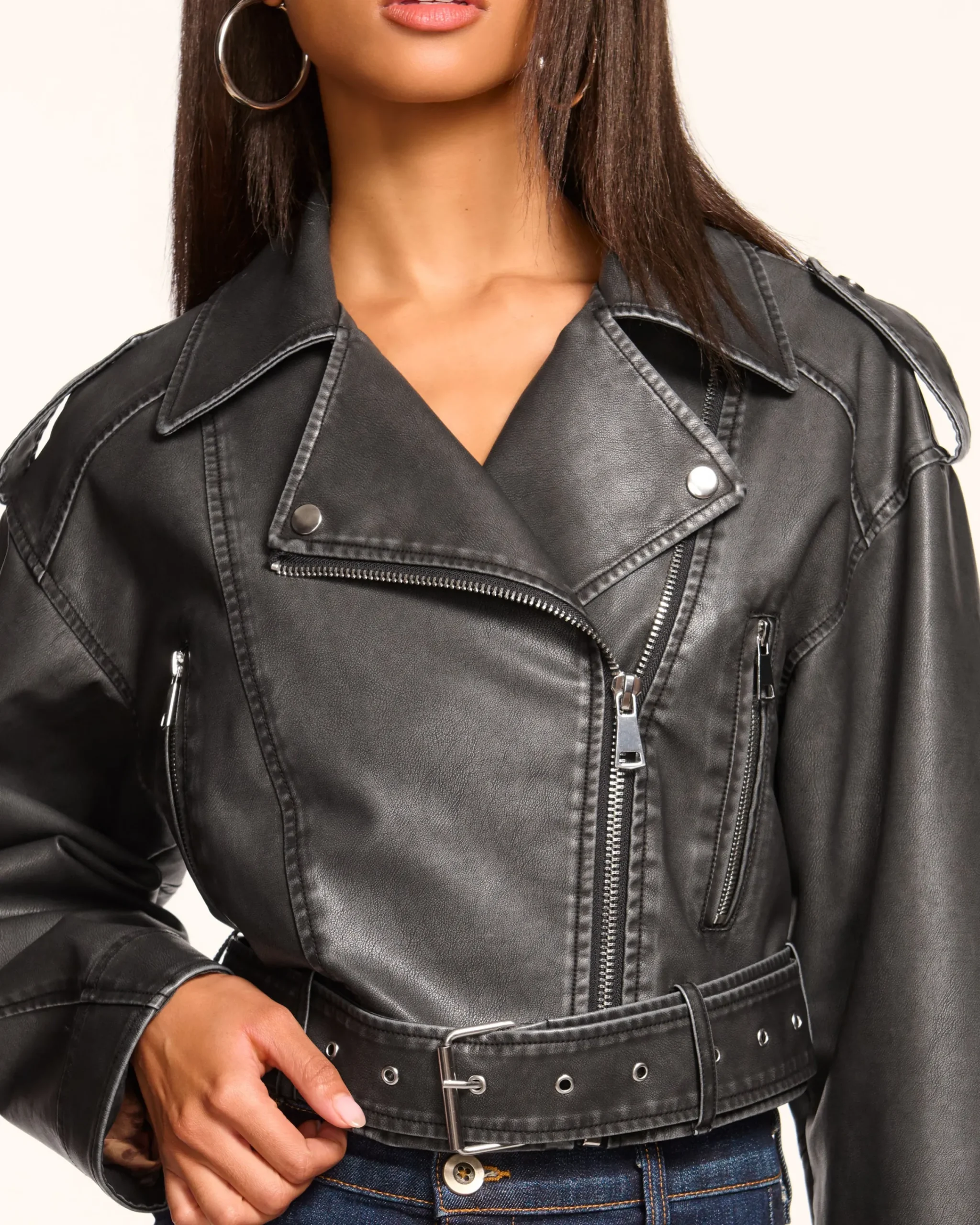Sale Layana Faux Leather Motorcycle Jacket Jackets