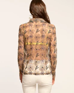 New Leda Sheer Embellished Long Sleeve Top Tops