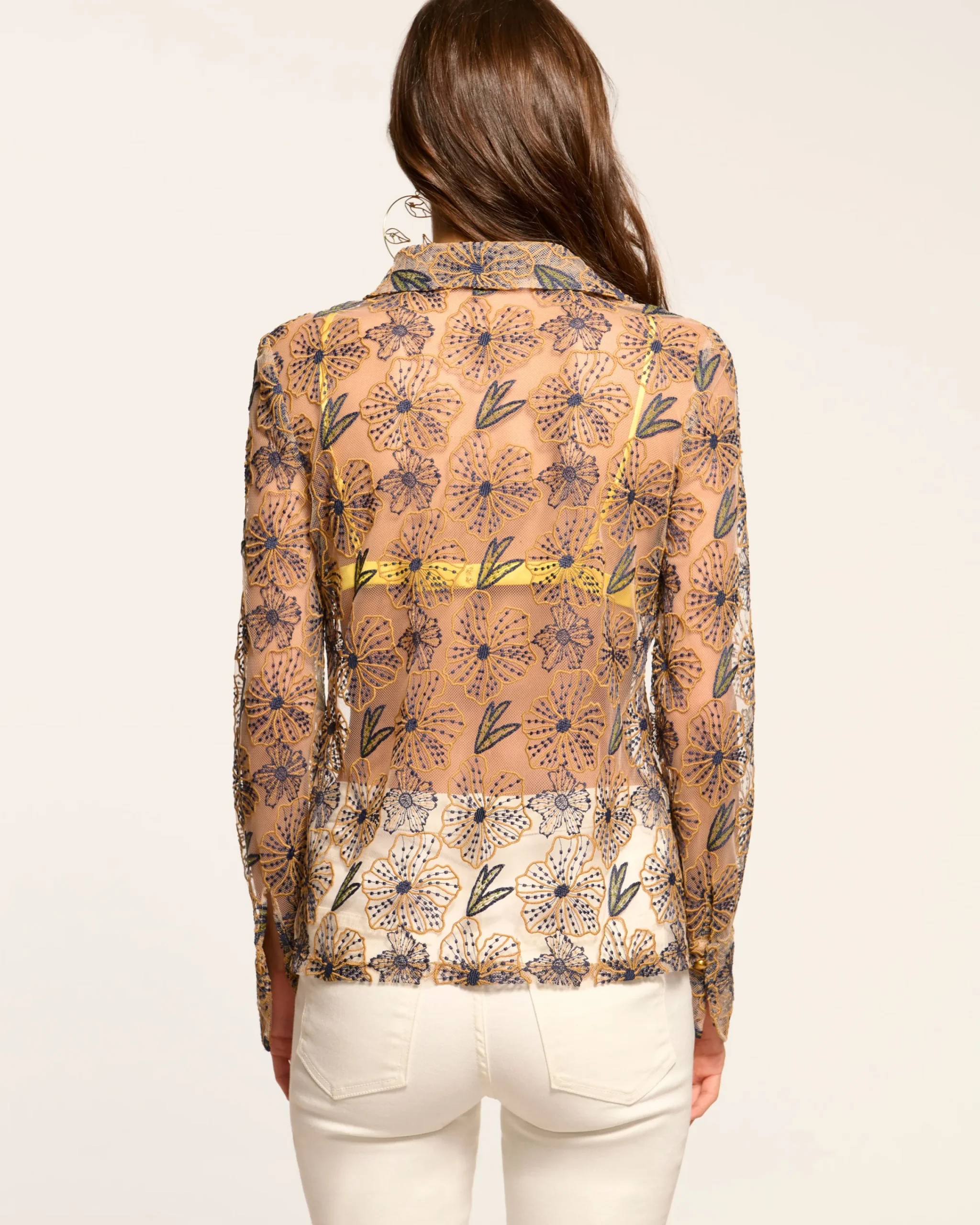New Leda Sheer Embellished Long Sleeve Top Tops