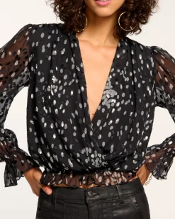 Clearance Levi V-Neck Ruffle Blouse Tops