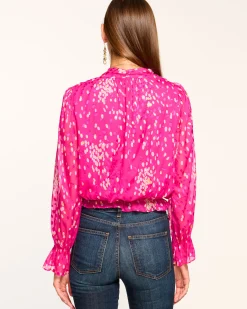 Clearance Levi V-Neck Ruffle Blouse Tops