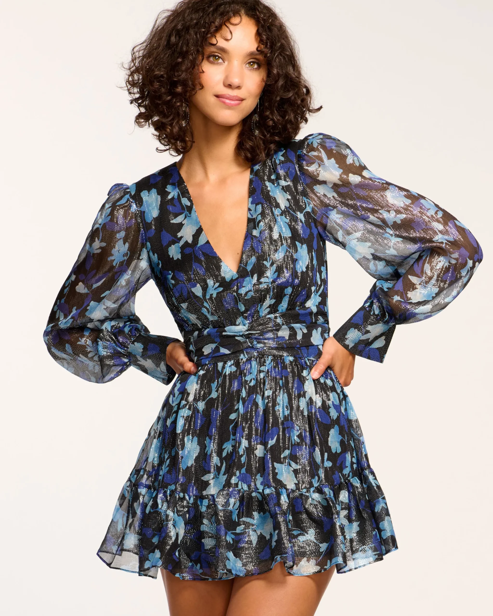New Lizbeth V-Neck Ruffle Mini Dress Dresses