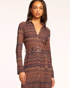 New Lydia Long Sleeve Belted Midi Dress Dresses